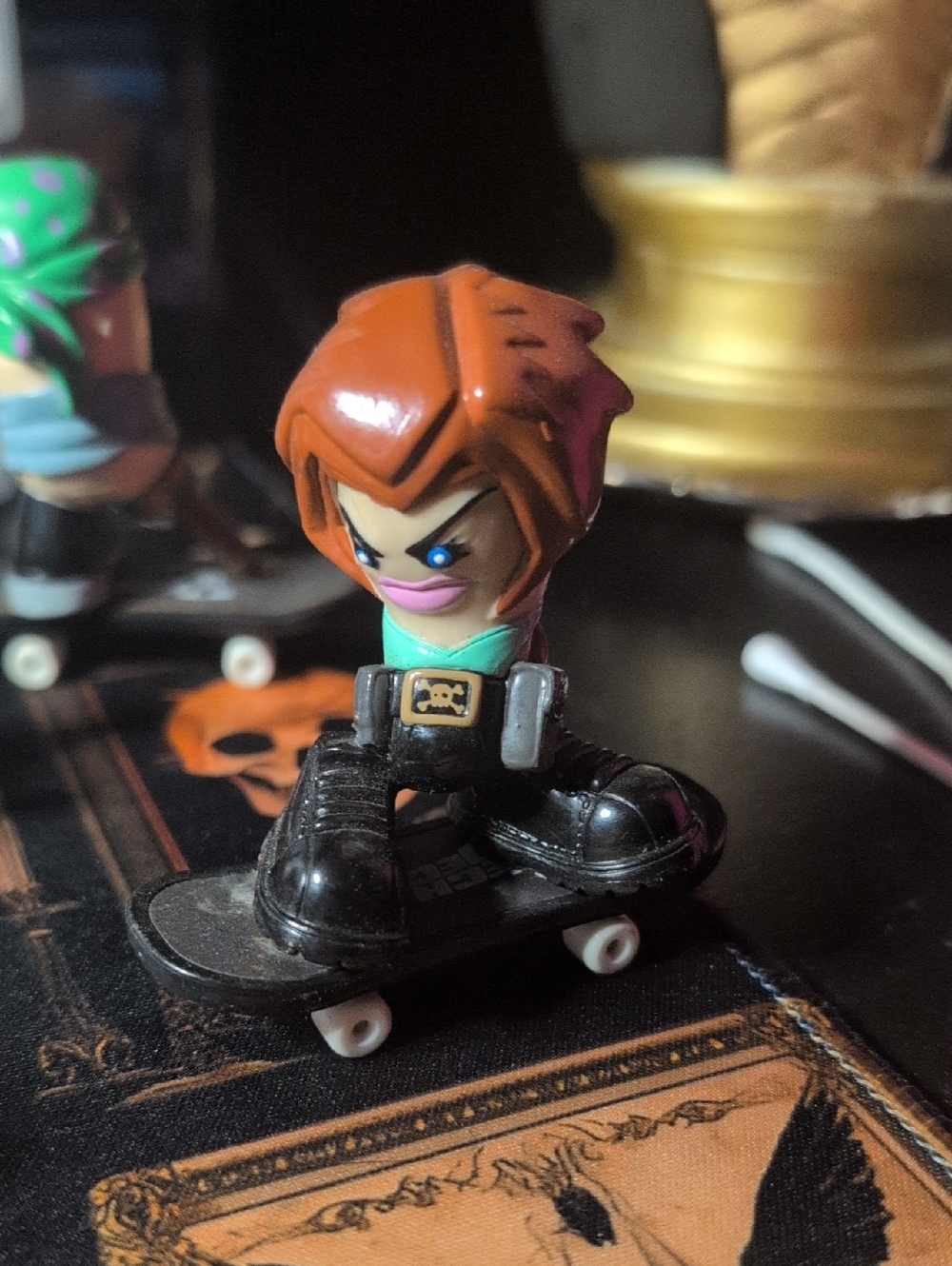 Kids Skateboard Figure Toy - Black / Orange